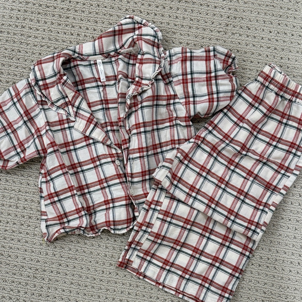 Rylee + Cru Red and White Plaid Cotton Pajama Set